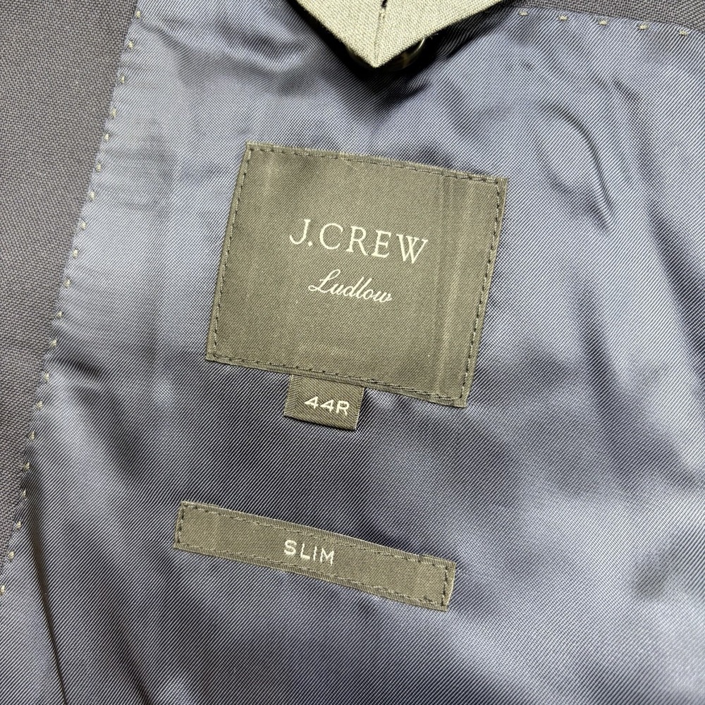 J. Crew Mens 44R Slim Fit Ludlow Loro Piana Navy Blue Wool Sport Coat Jacket - Picture 7 of 16